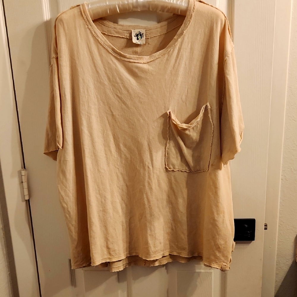 We The Free Oversized Distressed Cream T-Shirt